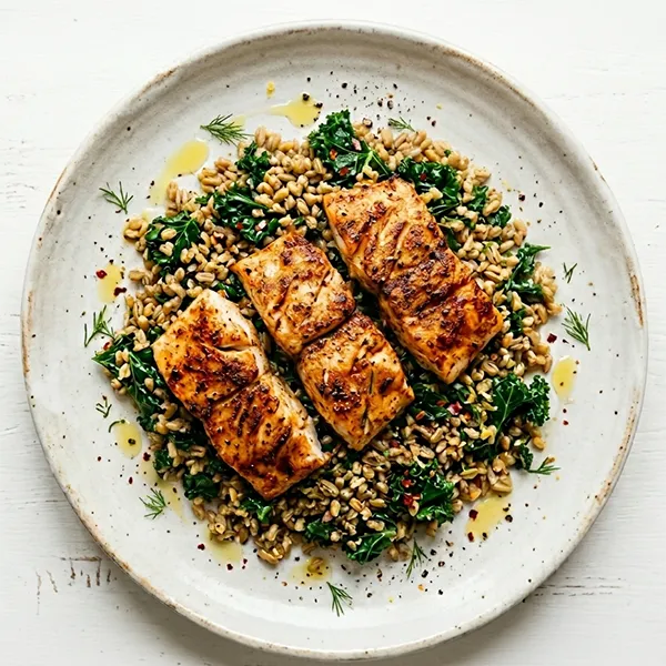 Smoky Paprika Fish With Kale Freekeh